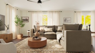 Warm Transitional Living Room by Havenly Interior Designer Candida