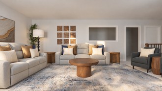 Modern, Warm Transitional Living Room by Havenly Interior Designer Maria