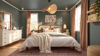 Bohemian, Artful Eclectic Bedroom by Havenly Interior Designer Pamela