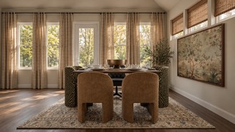 Transitional, Warm Transitional Dining Room by Havenly Interior Designer Sofia