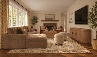 Warm Transitional, Modern Cottage, Artful Eclectic Living Room by Havenly Interior Designer Sofia