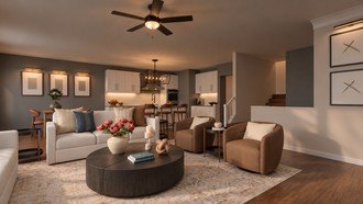 Midcentury Modern, Warm Transitional Living Room by Havenly Interior Designer Katherin