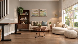 Warm Transitional Living Room by Havenly Interior Designer Erin
