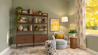 Global, Midcentury Scandi Office by Havenly Interior Designer Natalia