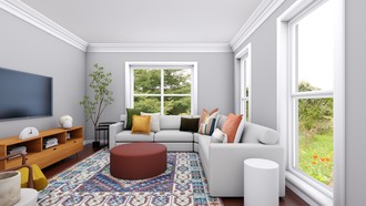 Bohemian, Midcentury Modern, Scandinavian Living Room by Havenly Interior Designer Sarah