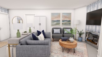 Coastal, Preppy Living Room by Havenly Interior Designer Robyn