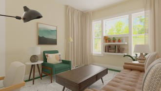 Eclectic, Bohemian, Library, Vintage, Midcentury Modern Office by Havenly Interior Designer Leah