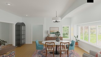 Eclectic, Bohemian, Midcentury Modern Dining Room by Havenly Interior Designer Simrin