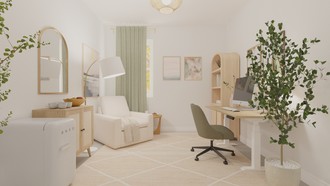 Transitional, Minimal, Midcentury Scandi, Organic Modern Office by Havenly Interior Designer Gabriela