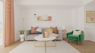 Bohemian, Midcentury Modern, Warm Transitional Living Room by Havenly Interior Designer Estrellita