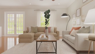 Contemporary Luxe, Warm Transitional Living Room by Havenly Interior Designer Mildred