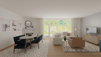 Transitional, Contemporary Luxe, Organic Modern, California Cool, Warm Transitional Living Room by Havenly Interior Designer Leah