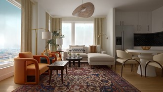 Eclectic, Bohemian, Glam, Global, Midcentury Modern Living Room by Havenly Interior Designer Leah