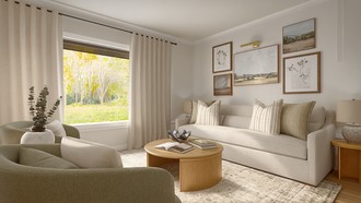 Warm Transitional Living Room by Havenly Interior Designer Kennedy