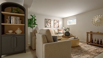Organic Modern, Warm Transitional Living Room by Havenly Interior Designer Danie