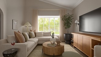Warm Transitional Living Room by Havenly Interior Designer Andrea
