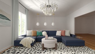 Contemporary Luxe, Midcentury Scandi, Artful Eclectic Living Room by Havenly Interior Designer Candice