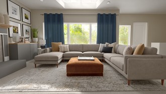 Midcentury Scandi, Warm Transitional Living Room by Havenly Interior Designer Rachel