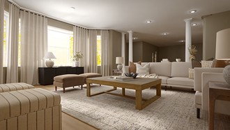 Warm Transitional Living Room by Havenly Interior Designer Kennedy