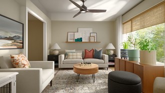 Warm Transitional Living Room by Havenly Interior Designer Erin