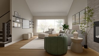 Midcentury Modern, Warm Transitional Living Room by Havenly Interior Designer Rachel