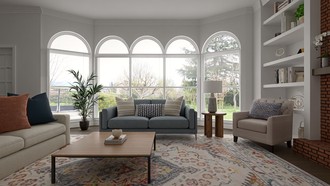 Warm Transitional, Modern Cottage Living Room by Havenly Interior Designer Rachel
