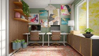 Eclectic, Glam, Vintage, Parisian Modern, Artful Eclectic Office by Havenly Interior Designer Agostina