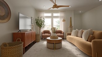 Inspired Modern, Warm Transitional Living Room by Havenly Interior Designer Paola
