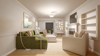 Warm Transitional, Modern Cottage Living Room by Havenly Interior Designer Philippa
