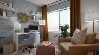 Warm Transitional Reading Room by Havenly Interior Designer Jack