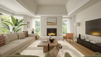 Warm Transitional Living Room by Havenly Interior Designer Paola