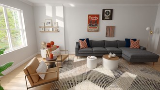 Midcentury Modern, Warm Transitional Living Room by Havenly Interior Designer Jennifer