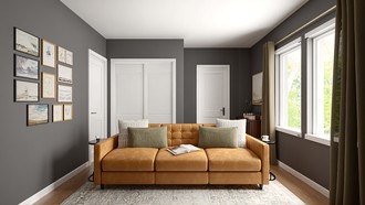 Vintage, Global, Warm Transitional Living Room by Havenly Interior Designer Maria