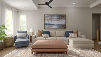 Warm Transitional, New Classic Living Room by Havenly Interior Designer Rachel