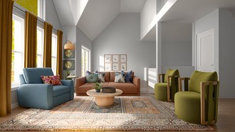 Warm Transitional, Artful Eclectic Living Room by Havenly Interior Designer Estrellita