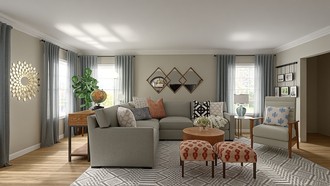 Midcentury Modern, Warm Transitional Living Room by Havenly Interior Designer Erin