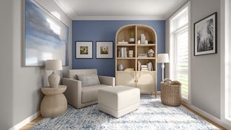 Warm Transitional, Classic Coastal Reading Room by Havenly Interior Designer Rachel