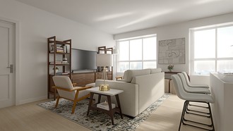 Midcentury Modern, Warm Transitional Living Room by Havenly Interior Designer Jacqueline