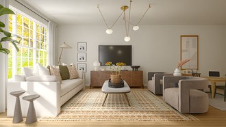 Midcentury Scandi, Warm Transitional Living Room by Havenly Interior Designer Paola