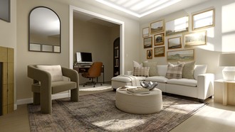 Warm Transitional Living Room by Havenly Interior Designer Kennedy