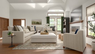Global, Organic Modern, Warm Transitional Living Room by Havenly Interior Designer Valerie