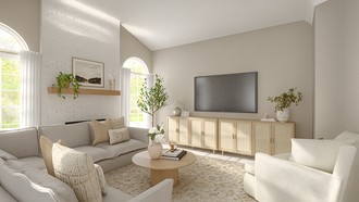 Bohemian, Organic Modern, Warm Transitional Living Room by Havenly Interior Designer Mikaela