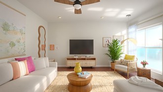 Eclectic, Coastal, Global, California Cool, Artful Eclectic Living Room by Havenly Interior Designer Gabriel