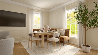 Warm Transitional Dining Room by Havenly Interior Designer Paola