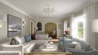 Warm Transitional Living Room by Havenly Interior Designer Philippa