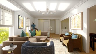 Eclectic, Warm Transitional Living Room by Havenly Interior Designer Philippa