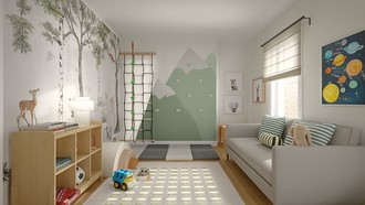 Global, Midcentury Modern, Minimal, Scandinavian, Midcentury Scandi Playroom by Havenly Interior Designer Gabriel