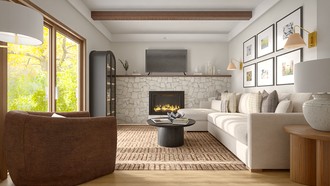 Warm Transitional Living Room by Havenly Interior Designer Kennedy