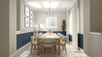 Warm Transitional, New Classic Dining Room by Havenly Interior Designer Rachel