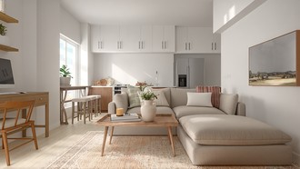 Farmhouse, Midcentury Scandi Living Room by Havenly Interior Designer Jacqueline